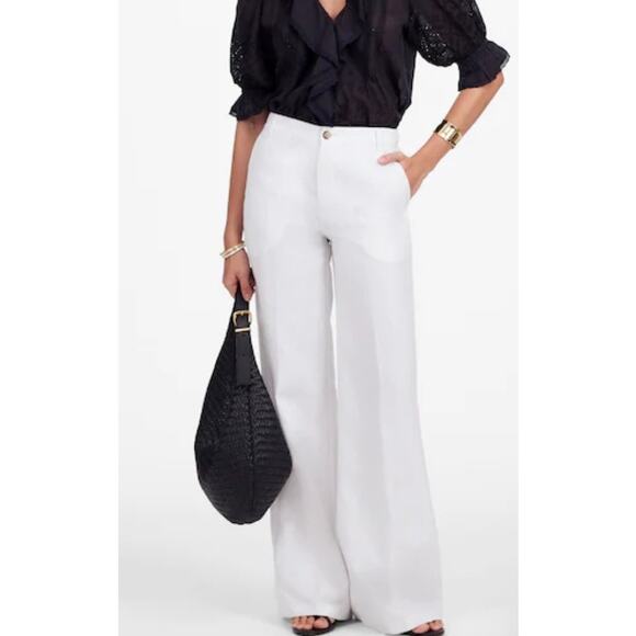 Madewell The Tall Zoe Relaxed Wide Pant in 100% Linen Size 6T NWT - Picture 1 of 14